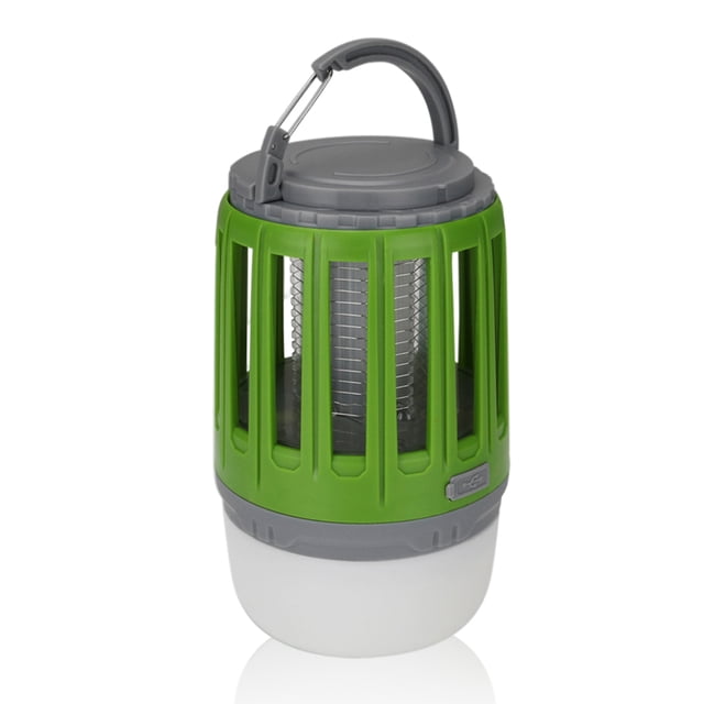 Lámpara de insectos de insecto LED Oficina al aire libre 2-en-1 ABS Control de plagas Linterna con gancho colgante Alta eficiencia Caja fuerte de bajo ruido verde Yuarrent OD002872-02B