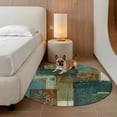 thumbnail image 2 of Teal Green Boho Round Area Rug 5Ft Washable Circle Rugs for Living Room Bedroom, Color Block Geometric Modern Non-Slip Carpet Floor Mats Indoor Outdoor Carpet Runner Aesthetic Home Decor, 2 of 8