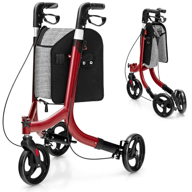 Costway 3Wheel Rolling Walker Folding Rollator Walker with 8 inch
