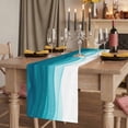 thumbnail image 2 of Ombre Teal Waves 120 Inch Table Runner, Abstract Art Gradient Modern Farmhouse Dresser Scarf Cotton & Linen Tablerunner for Dining/Kitchen Island/Holiday Party Décor 13" x 120", 2 of 9