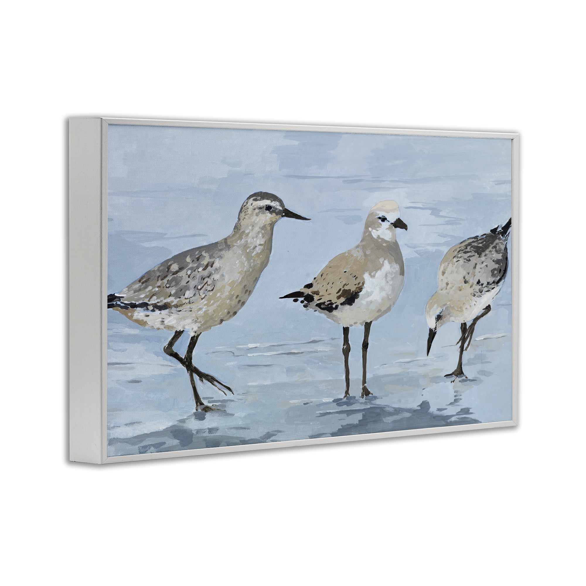 Stupell Industries Sandpipers Beach Coastal Scene White Framed Giclee Art, design by Lorenzo Collective