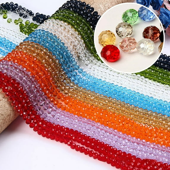 rygai DIY Jewelry Gift Artificial Crystal Flat Loose Beads String Home Decor,Yellow