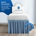 thumbnail image 4 of 36 Inch Drop Full XL Size Dorm Bed Mediterranean Blue Solid Bed Skirt Lightweight Ruffled Pattern Split Corner Premium Hotal Quality With Flexible Elastic & Fade Resistent, 4 of 7