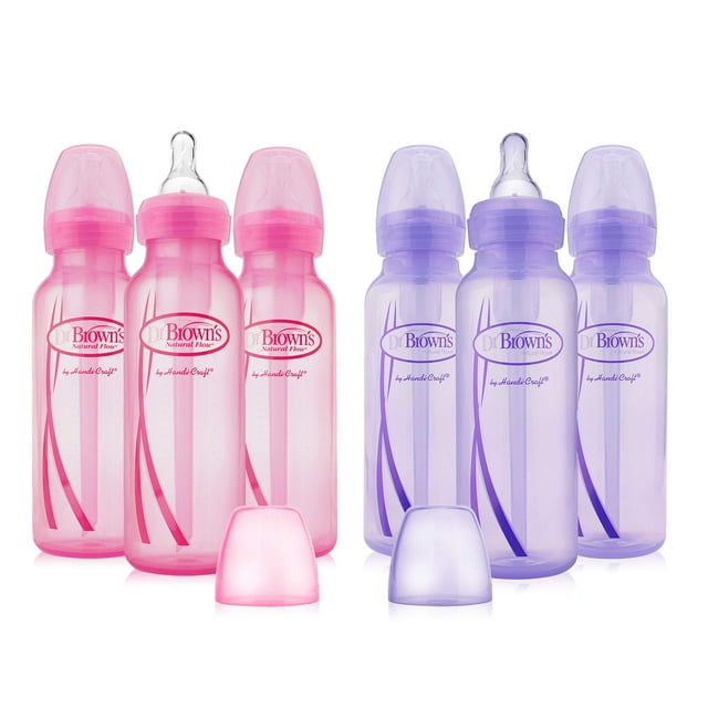 Biberones para Bebé Dr. Brown's 8 oz Lavanda y Rosa Paquete de 6