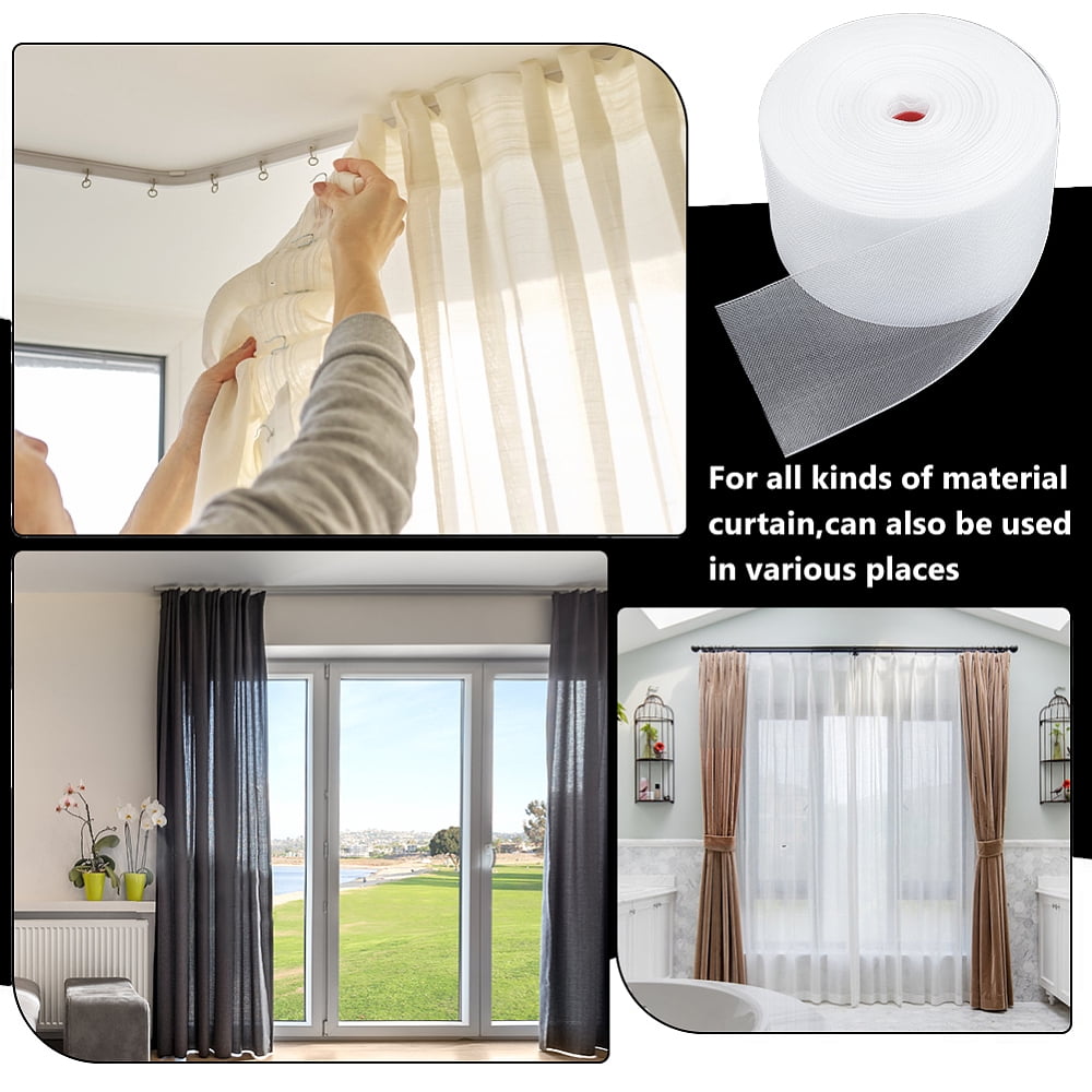 54.6 Yards Translucent Drapery Buckram 3.2 Inch White Heading Tape Sew-in Fabrics Drapes for Home Sewing Window Curtains Garment AccessoriesDIY