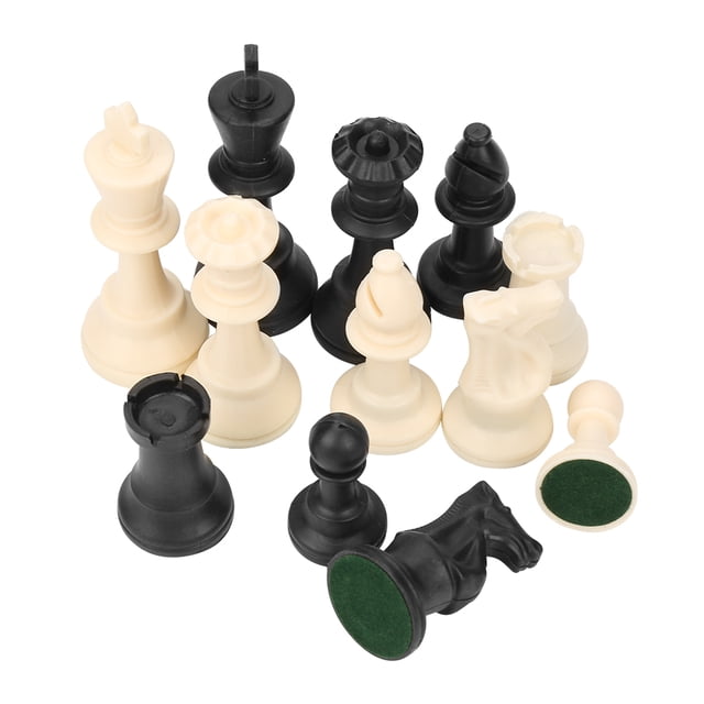 Piezas de ajedrez internacionales Juego de ajedrez de plástico Juego de ajedrez internacional Juego de ajedrez completo Blanco y negro