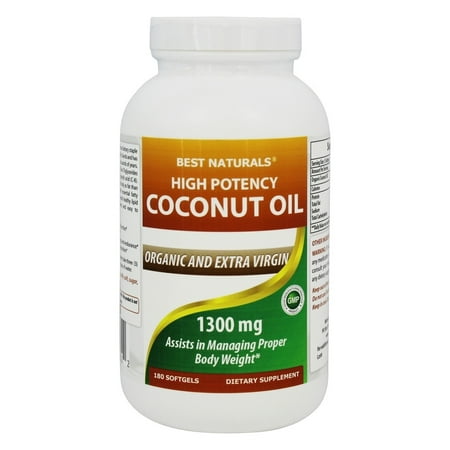 Best Naturals - Organic High Potency Extra Virgin Coconut Oil 1300 mg. - 180