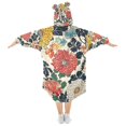 thumbnail image 2 of FORMRS Wearable Blanket Hoodie with Sleeves for Kids Cozy Flannel Sweatshirt, Red Flowers Pattern, 2 of 7