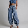 thumbnail image 4 of TaTaai Women's High Waisted Cuffed Ankle Pants Solid Color Casual Fashion Long Trousers Soft Breathable Summer Daily Wear Pants Gift, 4 of 5