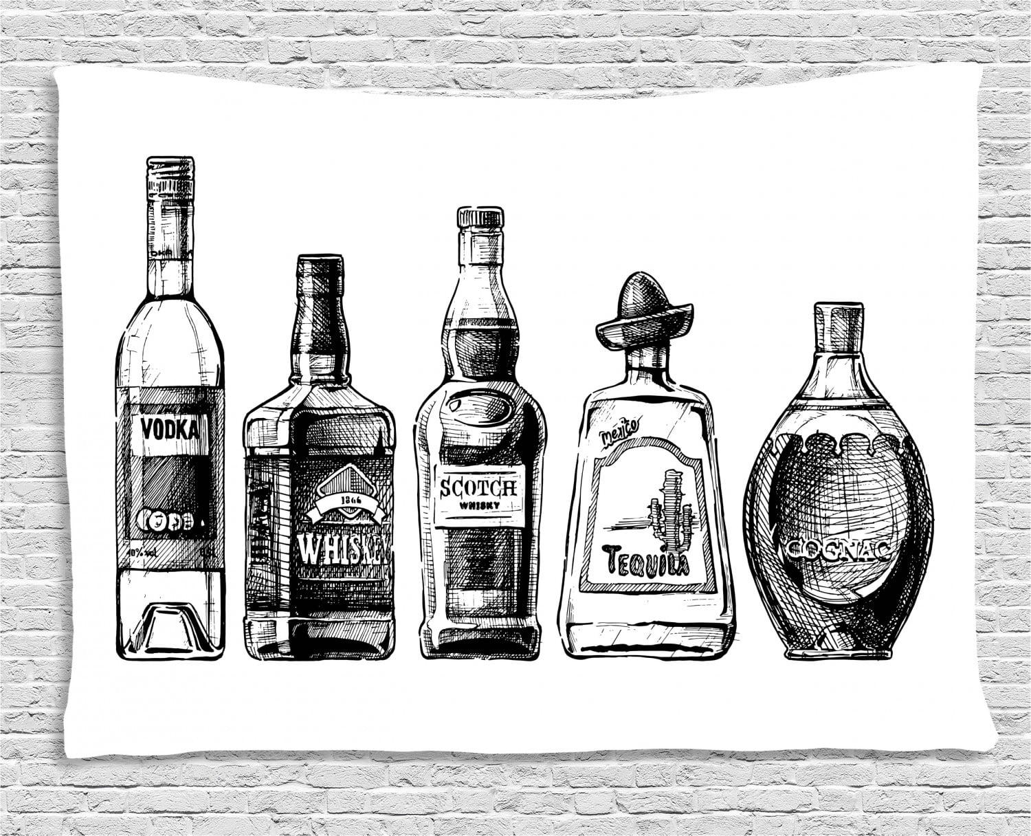 Alcohol Drink Bottles And Glasses. Vector Hand Drawn Sketch Isolated  Illustration. Bar Menu Design Elements. Bourbon, Cognac And Martini Vintage  Outline Icons Set Royalty Free SVG, Cliparts, Vectors, and Stock  Illustration. Image