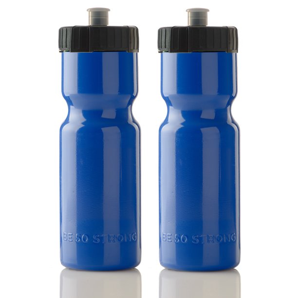 50 Strong Sports Squeeze Water Bottle Two Pack 22 oz. Bottles BPA