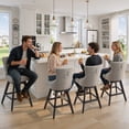 thumbnail image 6 of Swivel Bar Stools Set of 4, 26" Counter Height Barstools with Back, Nailhead Trim, Rubberwood Frame, Farmhouse Bar Chairs for 34–38" Kitchen Island, Gray (Set of 4), 6 of 9