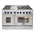 thumbnail image 3 of KUCHT Professional 48 in. 6.7 cu. ft. Dual Fuel Range for LP Gas with Sealed Burners, Griddle and Convection Oven in Stainless Steel with Classic Silver Knobs, 3 of 4