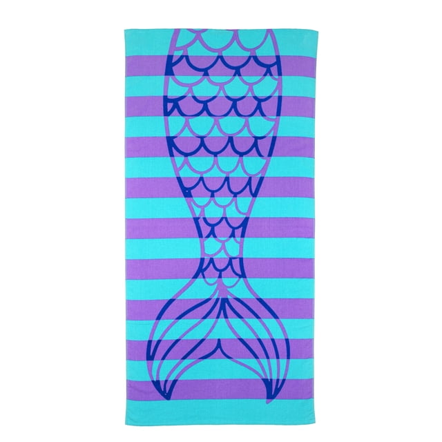 Serviette de plage à rayures sirène Mainstays, 60 po x 30 po, multicolore