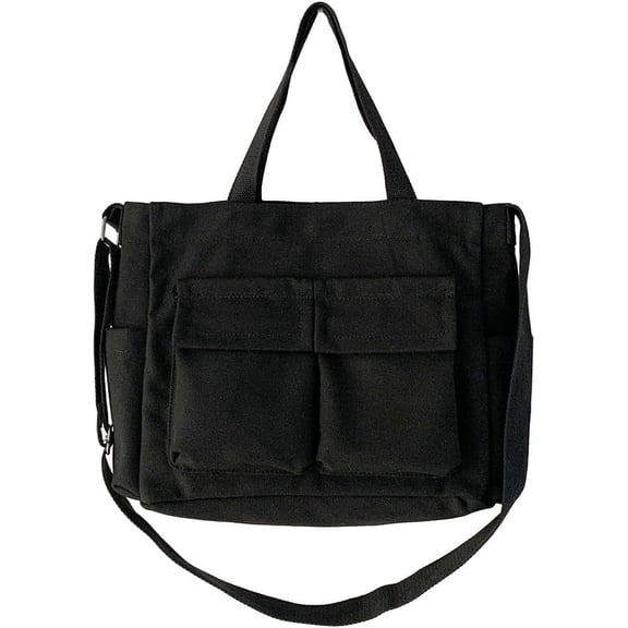 LinYooLi Canvas Messenger Bag Large Hobo Crossbody Bag with Multiple Pockets for Women and Men Shoulder Tote Bag