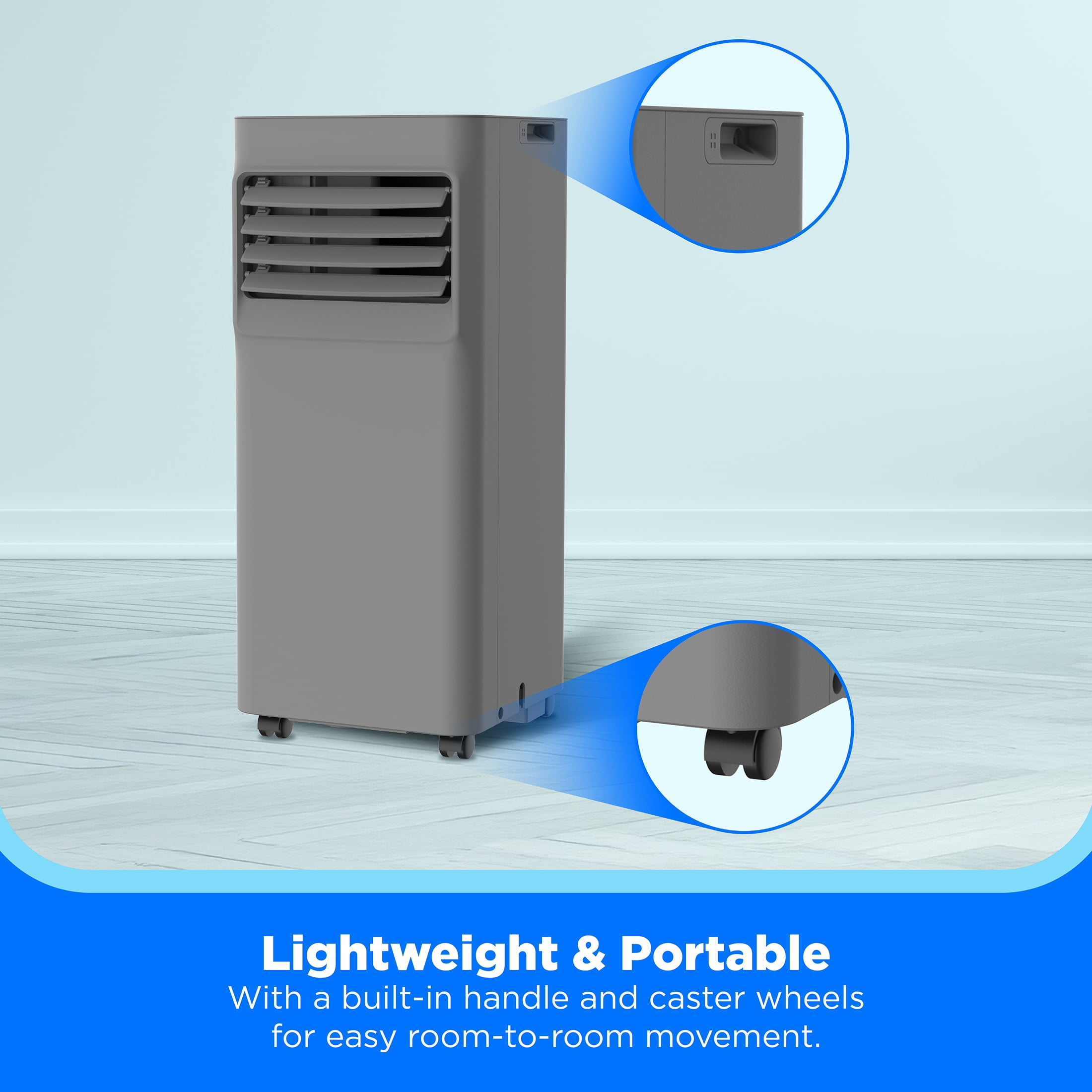 Midea 6,000 BTU Portable Air Conditioner with Wi‑Fi, 2‑Speed, 250 Sq Ft Coverage, Gray