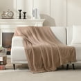 thumbnail image 3 of JOOJA Knit Throw Blanket Polyester Plush Super Soft Cozy Blanket for Bed Sofa, Dusty Pink, 60" x 80", 3 of 6