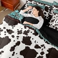thumbnail image 4 of Homewish Boho Farm Cow Print 7 Pieces Full Size Bedding Sets,Rustic Paisley Full Size Bed in a Bag,Teal,Black Reversible, 4 of 8