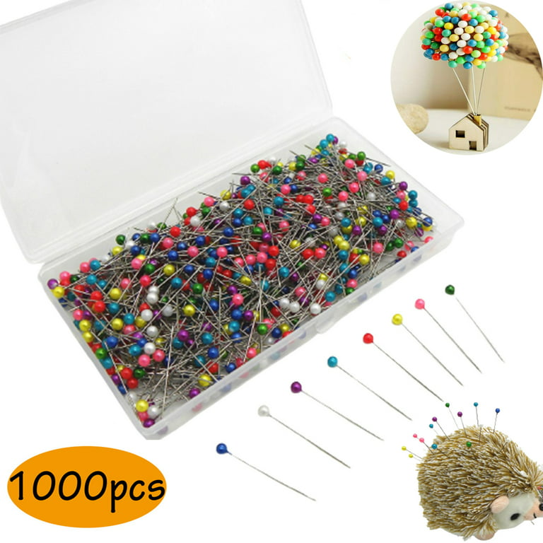 Pins Sewing Pins Straight Pins Sewing Pins for Fabric 1000pcs Straight Pins  with Colored Ball Glass Heads Long 1.5inch