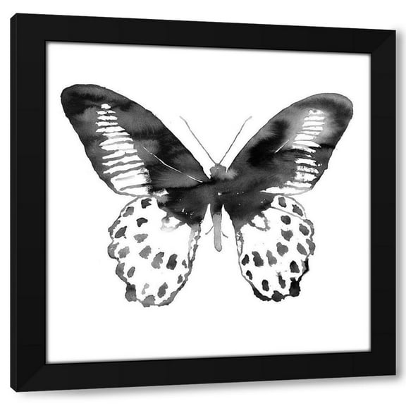 Atelier B Art Studio 12x12 Black Modern Wood Framed Wall Art Titled - BLACK BUTTERFLY