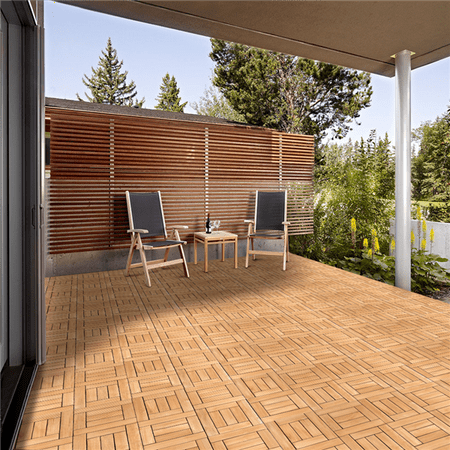 Yaheetech 27pcs Wooden Floor Tiles Patio Pavers Composite Decking for Outdoor & Indoor Patio Garden Deck Poolside 12'' x