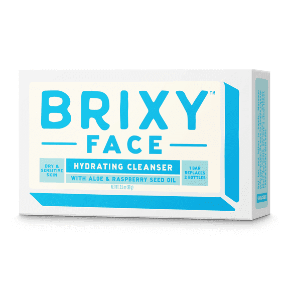 BRIXY Hydrating Facial Cleansing Bar For Dry Skin – Aloe and Raspberry Seed Oil To Soothe And Moisturize, Ceramide & Niacinamide Support A Heathy Skin Barrier, Soap Free & pH Balanced