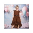 thumbnail image 4 of Sunny Fashion Girls Dress Coffee Ruffle Butterfly High Low Irregular Hem Sweet Birthday Party 10 Years, 4 of 7