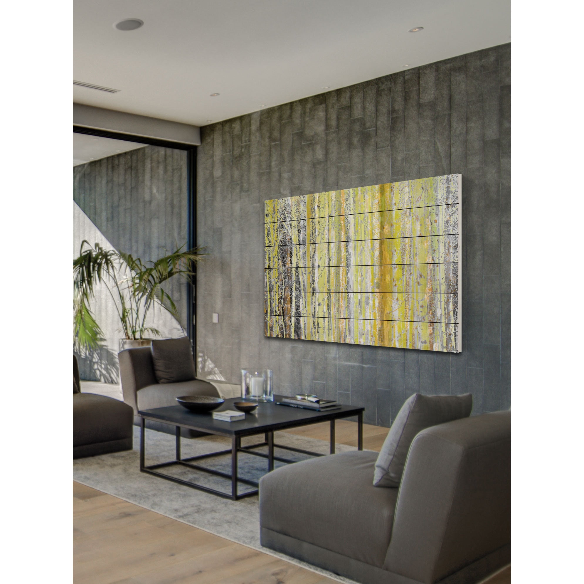 Parvez Taj  'Aspen Forest 2' Painting Print on White Wood 45 x 30