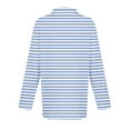 thumbnail image 5 of Womens Tops Plus Size Stripes Casual Long Sleeved Button Up Collar Shirt Light Blue M, 5 of 5