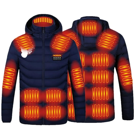 guisaled Heated Jacket for Men Women wiht Hood Winter Windproof Heated Coat USB Charging 4 Heating Levels 21 Zones Heated Hoodies