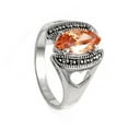thumbnail image 4 of CHOOSE YOUR COLOR Champagne CZ Heart Cutout Solitaire Ring Sterling Silver Band Orange Female Size 9, 4 of 4