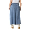 thumbnail image 3 of Agnes Orinda Women's Plus Size Vintage Denim Maxi Skirt Frayed Raw Hem High Waist Front Slit Long Jean Skirts 2X Blue, 3 of 6