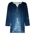 thumbnail image 5 of Rotm Christmas 3/4 Sleeve Tops Women Womens Plus Size Tops 3/4 Sleeve Blouses Shirts Casual V Neck Loose Tunic Tops Navy,L, 5 of 7