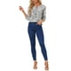 thumbnail image 2 of INSPIRAR CHIC Blusa Bohemia para Mujeres con Estampado Floral, Cuello con Cinta, Manga 3/4, Tops Casuales L Gris, 2 of 6