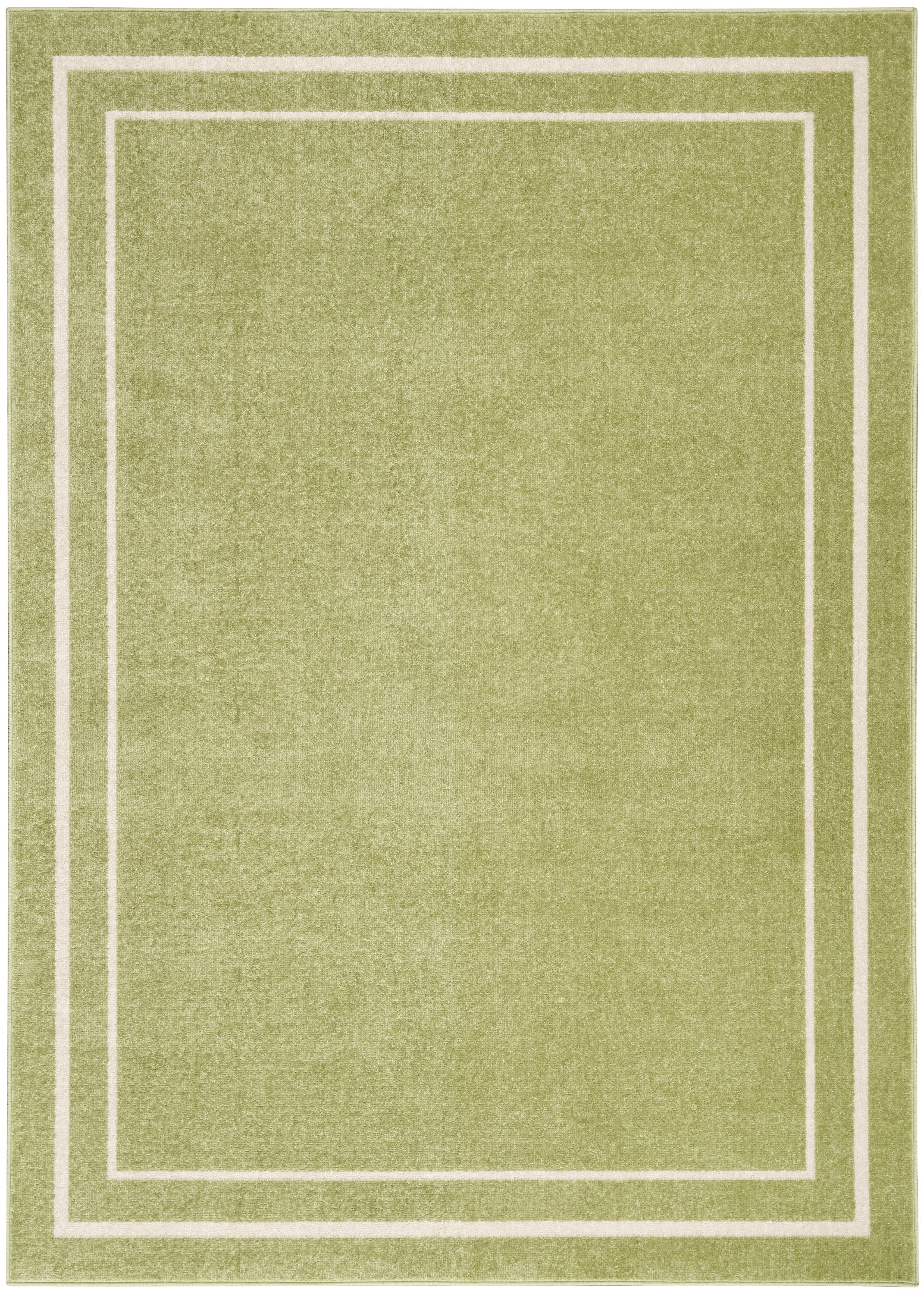 Nourison Essentials Indoor/Outdoor Green Ivory 5' x 7' Area Rug, (5x7)