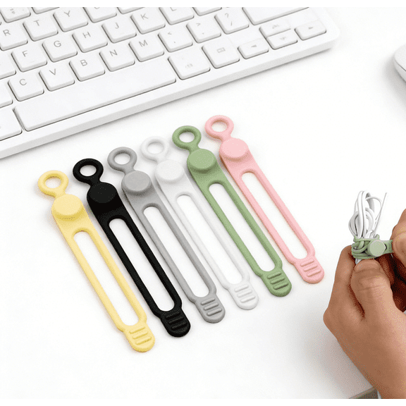 Silicone Cable Ties & Reusable Headphone Cable Organizer, Flexible Cord Management Wrap for Home Office Electronics, Year of The Horse Easter Wire Storage & Desk Organization Accessory, E