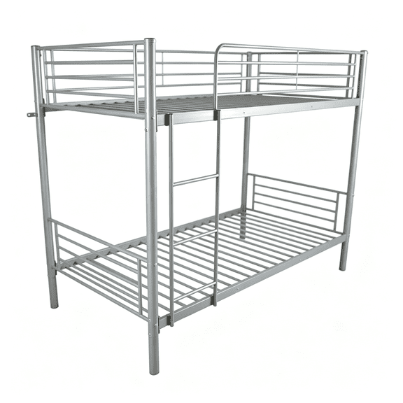 Twin Size Metal Bunk Bed, Sturdy Iron Frame, 33.5cm Safety Fence for Upper Berth, with Under-Bed Storage for Bedroom