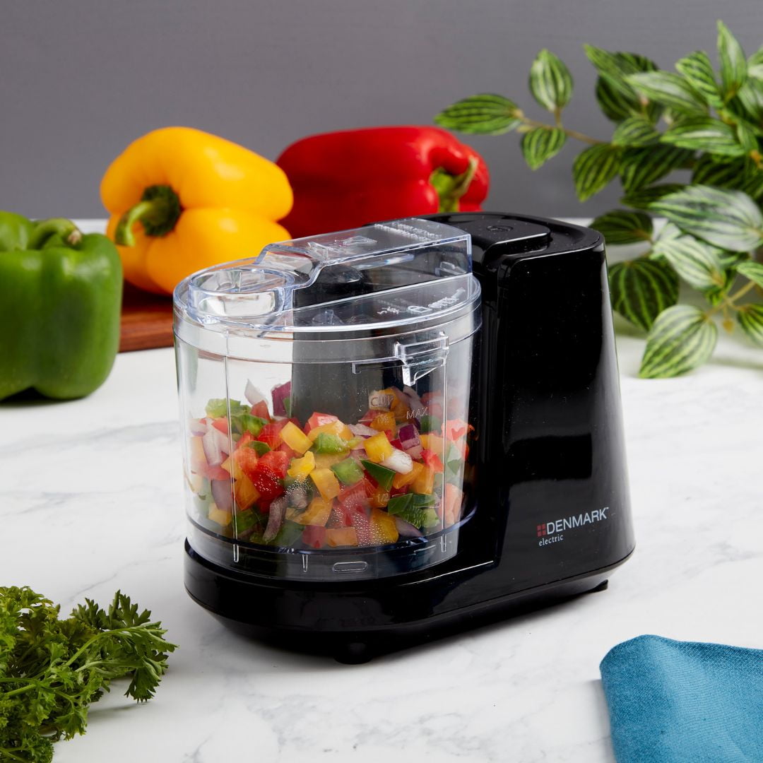 Denmark Electric 1.5 Cup Personal Food Chopper Processor with One-Touch Pulse Control, Black