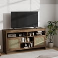 thumbnail image 2 of Huisuilinss Rattan TV Stand for up to 65 Inch TVs, Bohemia Entertainment Center with Storage, TV Media Console with Drawers, Adjustable Shelves for Living Room, 2 of 8