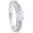 thumbnail image 1 of Cubic Zirconia Center Stone With 2 Rows Of Cz Accents Silver Ring, 1 of 1