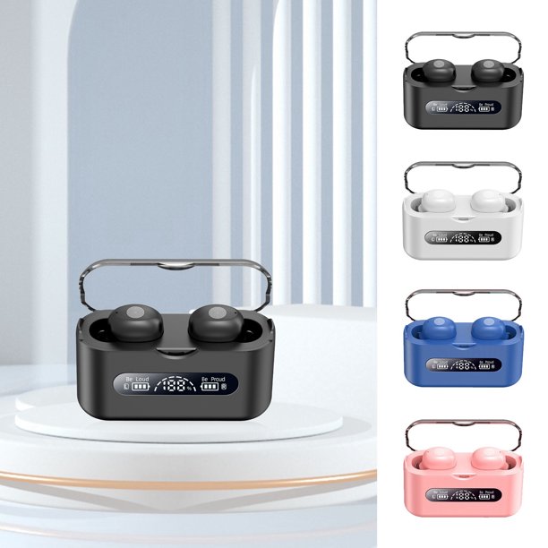 Auriculares inalámbricos, auriculares Bluetooth 5.2 con estuche de carga, auriculares Bluetooth con micrófonos, control de huellas dactilares, pantalla de energía, para deportes/trabajo Akmoler