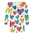 thumbnail image 4 of Xdegoge Cute Heart Shirts for Women 3/4 Sleeve Tops Holiday Valentine Tshirts Crew Neck Fashion T Shirt Dressy Casual Blouses Going Out Outfits, 4 of 6