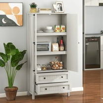 Uforic Farmhouse Kitchen Pantry Storage Cabinet with Doors & Drawers, White
