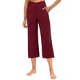thumbnail image 6 of Yubnlvae High Waist Yoga Leggings with Pockets - Women's Comfy Wide Leg Workout Pants (Stretchy, Gym to Lounge) Wine S, 6 of 7