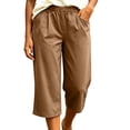 thumbnail image 2 of OVAFBAU Women's Capris Pants Lounge Pants Casual Pocket Elastic Waist Summer Capris Cropped Pants, 2 of 7