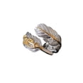 thumbnail image 2 of Electroplated Platino Plata Bicolor Oro Contraste Pluma Anillo Abierto Mujer, 2 of 8