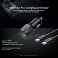 thumbnail image 3 of Compatible for iPhone 17 Pro Max 48W Car Charger PD + 2.4A USB with 3FT C to C cable, 3 of 6
