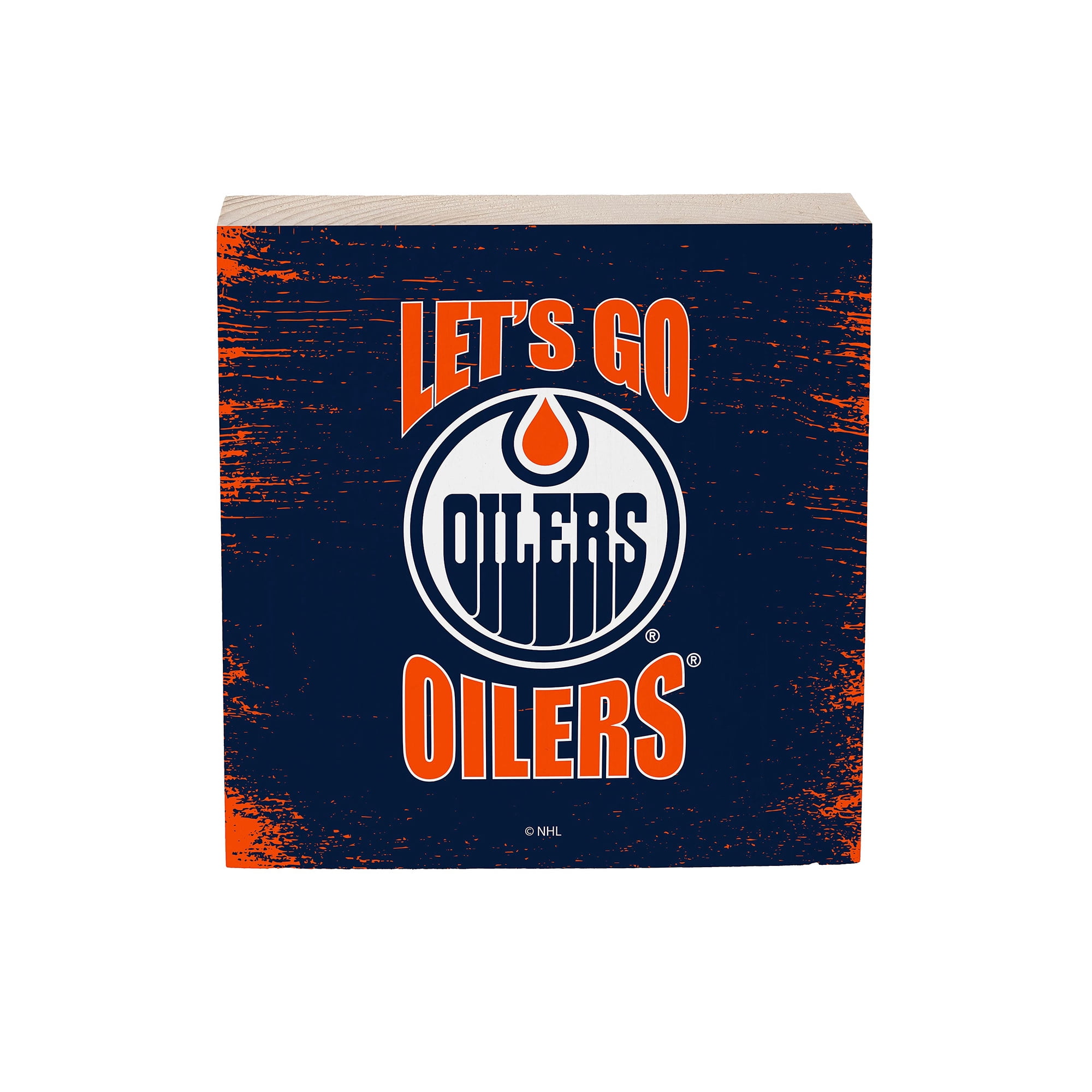 Edmonton Oilers 6" Square Fan Chant Wood Block Shelf Sign