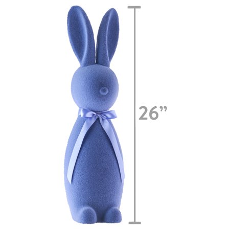 Way to Celebrate Easter Flocked Bunny Decor, Periwinkle Blue, 27"