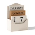 thumbnail image 1 of Calendario Perpetuo de Bloques de Madera Vintage Blanco Aovdy, 1 of 8